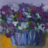 Pansies in a Blue Pot